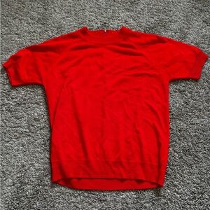 Vintage 1970’s Duvet Acrylic Zip Up Top Red Ladies Small-mid Century